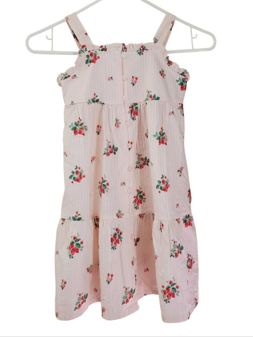 Laura Ashley H&M Strawberries Pink Tiered Cotton Dress for Girls